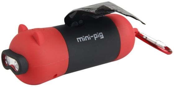 'Oink' LED Flashlight and Waste Bag Dispenser (Color: Red)