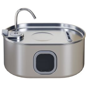 246 oz./7L Stainless Steel Cat Water Fountain with Filters, Ultra-Quiet Pump, for Cats, Dogs & Multi-Pet Homes (Color: Silver)